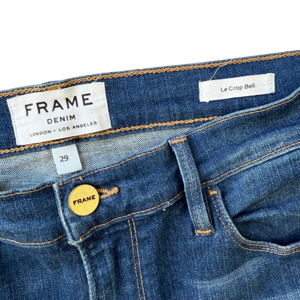 FRAME Le Crop Bell High Rise Flare Jeans Blue Medium Wash Women's Size 29 - Picture 3 of 9